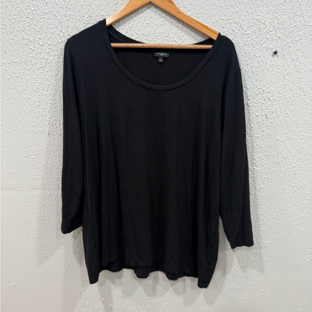 Talbots Women’s Size 2X Long Classic Minimalist   Black Long Sleeve Top